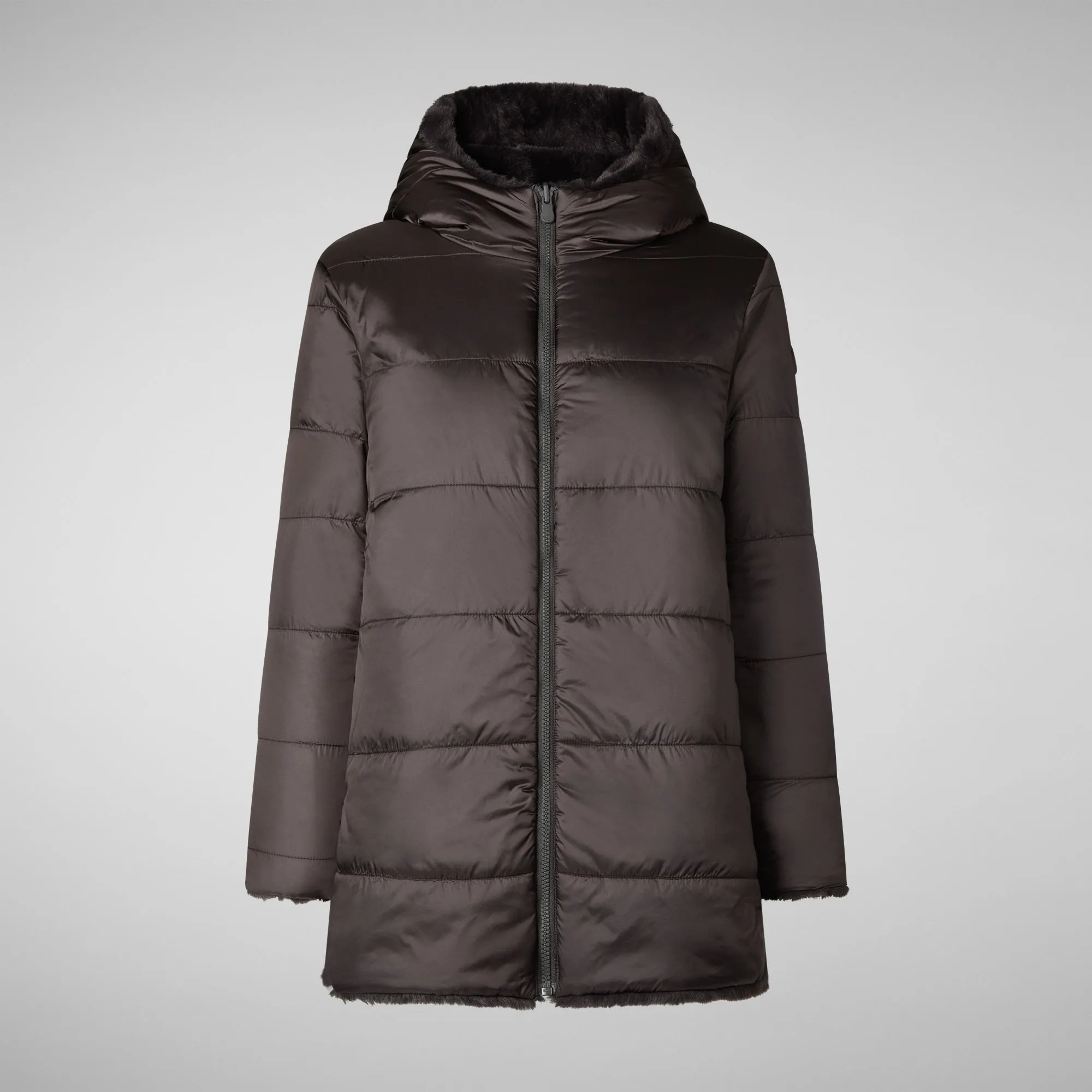 Woman's hooded jacket Bridget in brown black