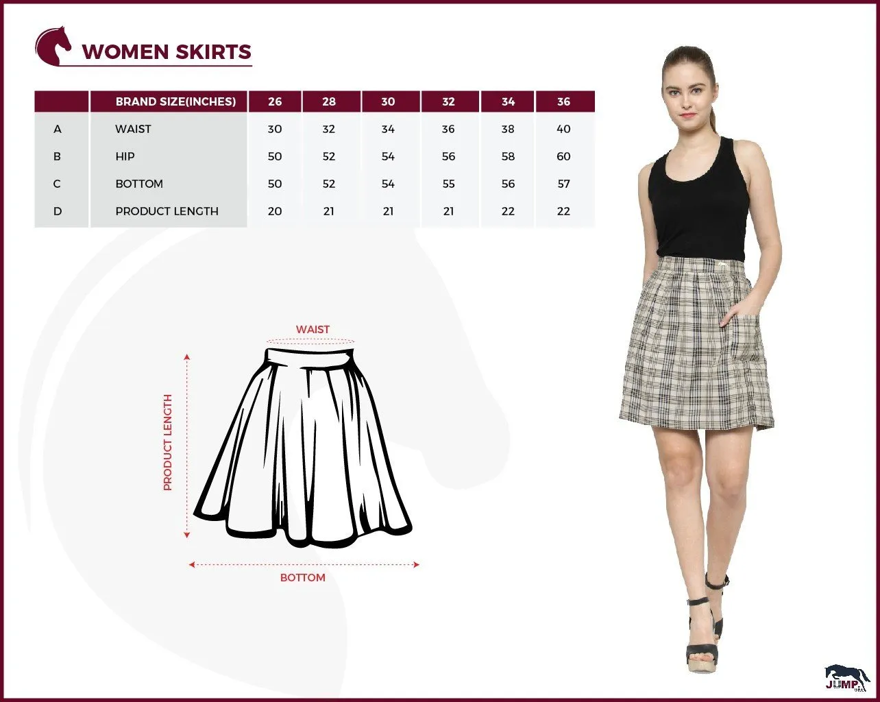 Women Checkered Above Knee Length Skirt