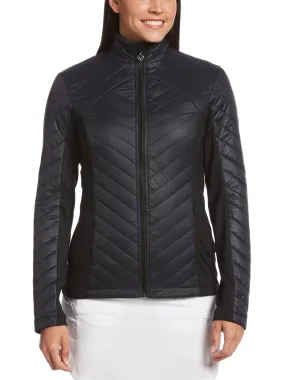 Womens Quilted Mixed Media Jacket