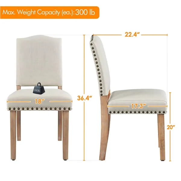 Yaheetech Dining Room Chair Fabric Parsons Chairs with Nailhead Trim