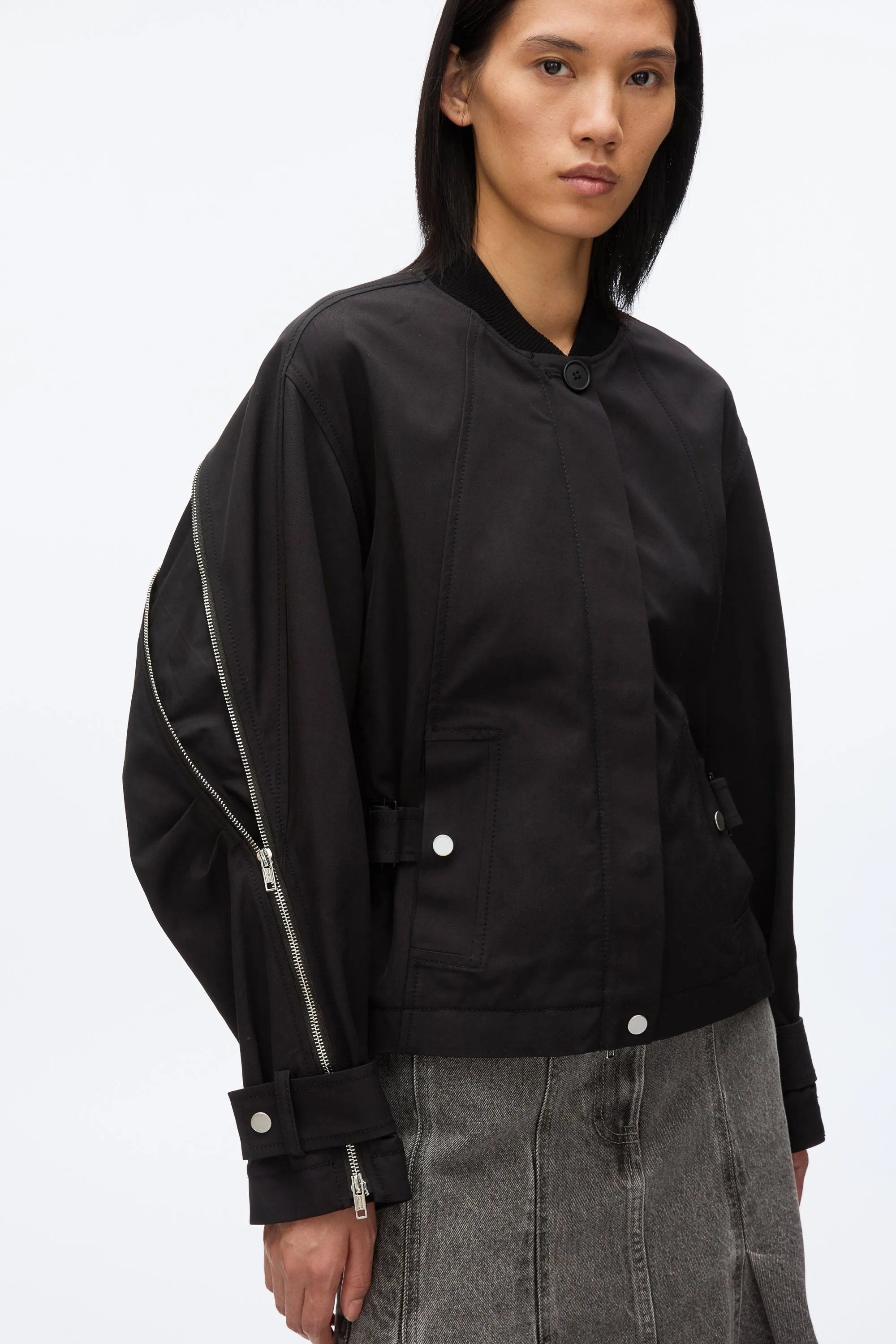 Zip Cocoon Back Bomber Jacket