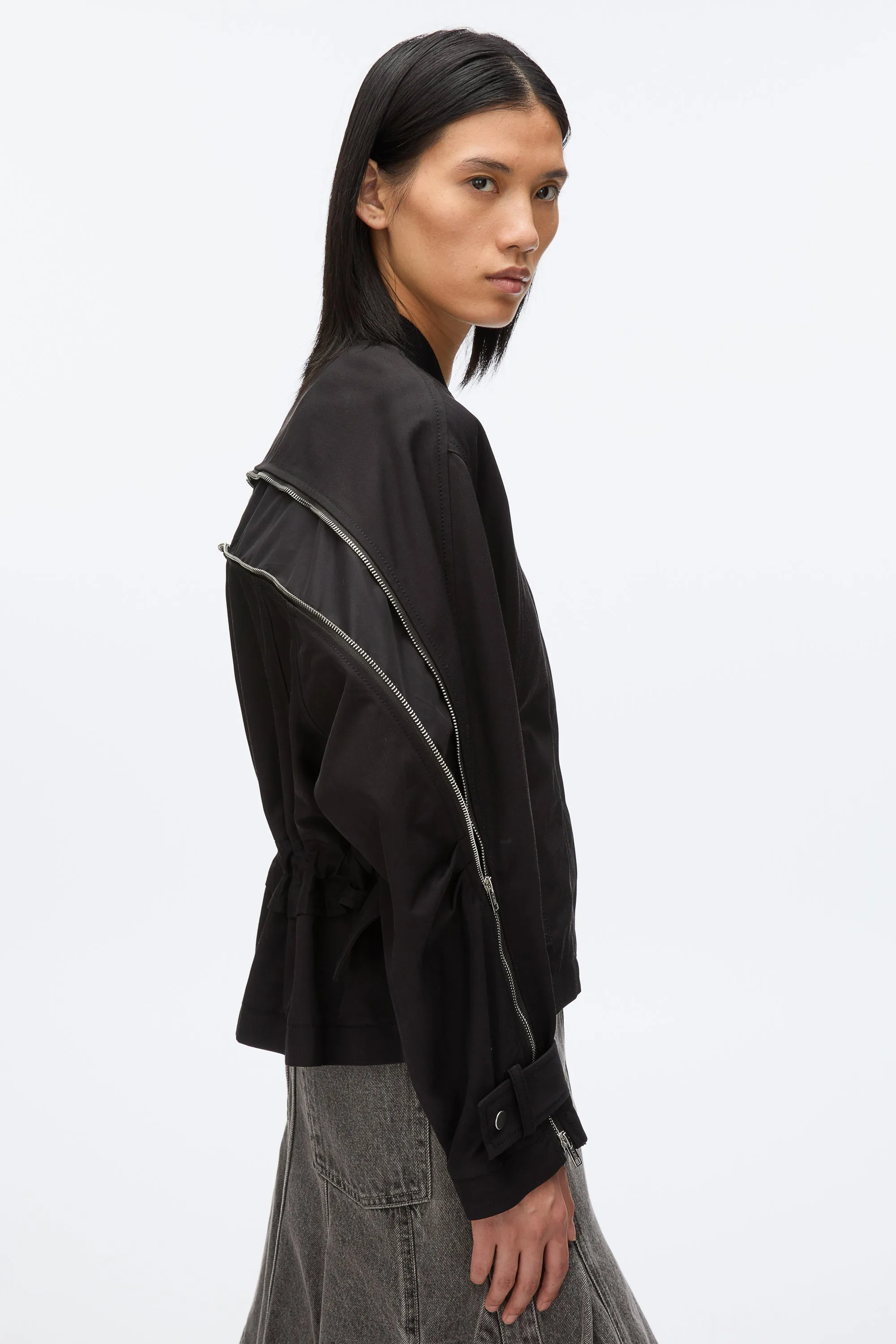 Zip Cocoon Back Bomber Jacket