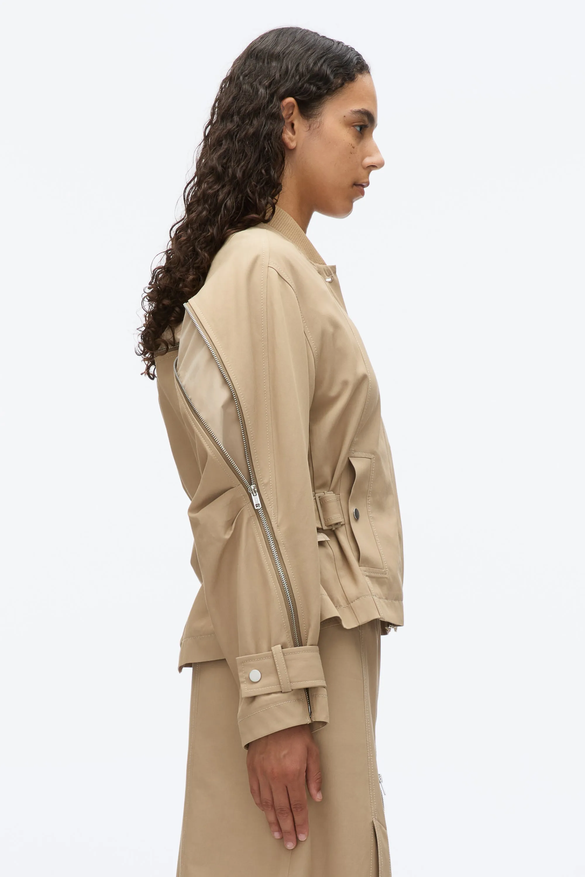 Zip Cocoon Back Bomber Jacket