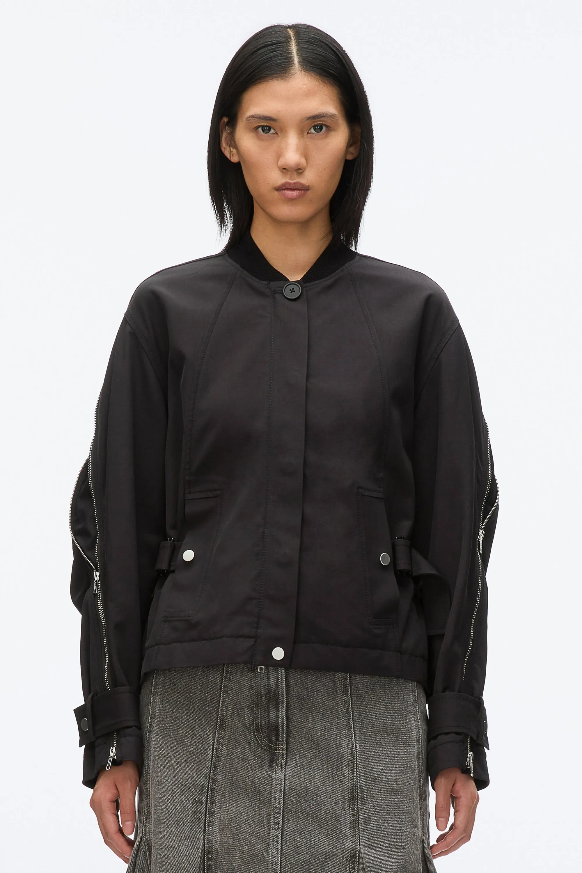 Zip Cocoon Back Bomber Jacket