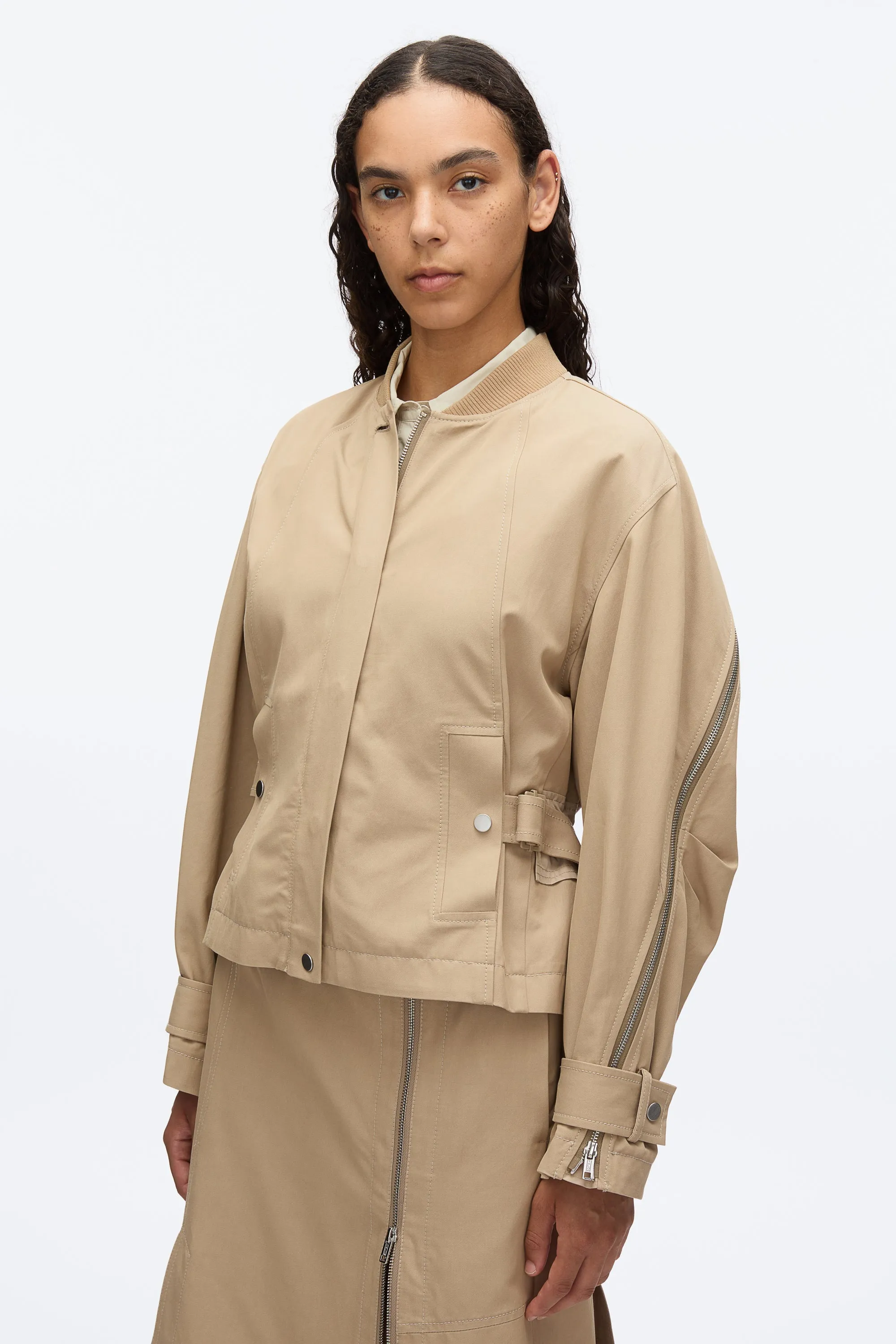 Zip Cocoon Back Bomber Jacket