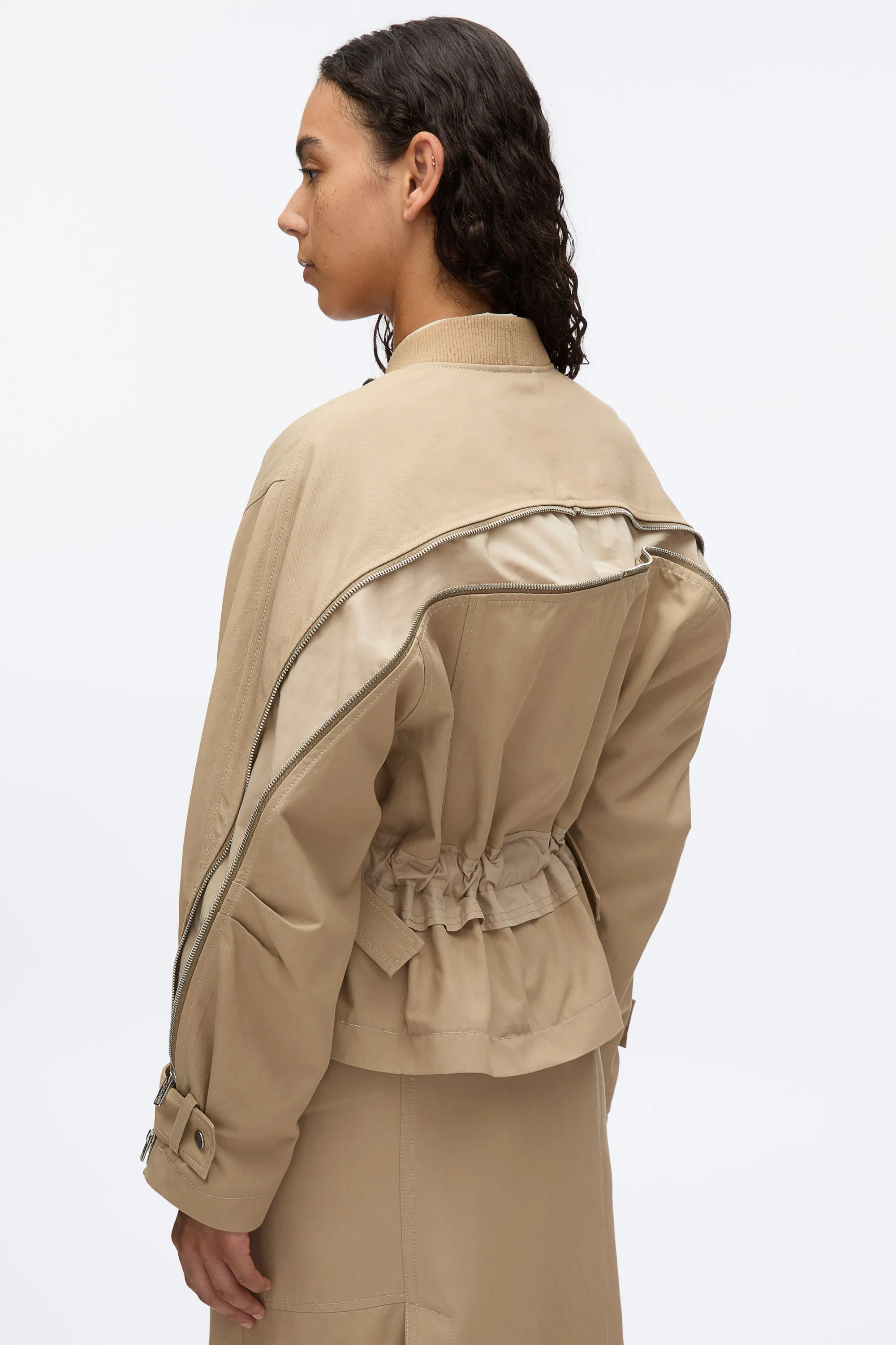 Zip Cocoon Back Bomber Jacket