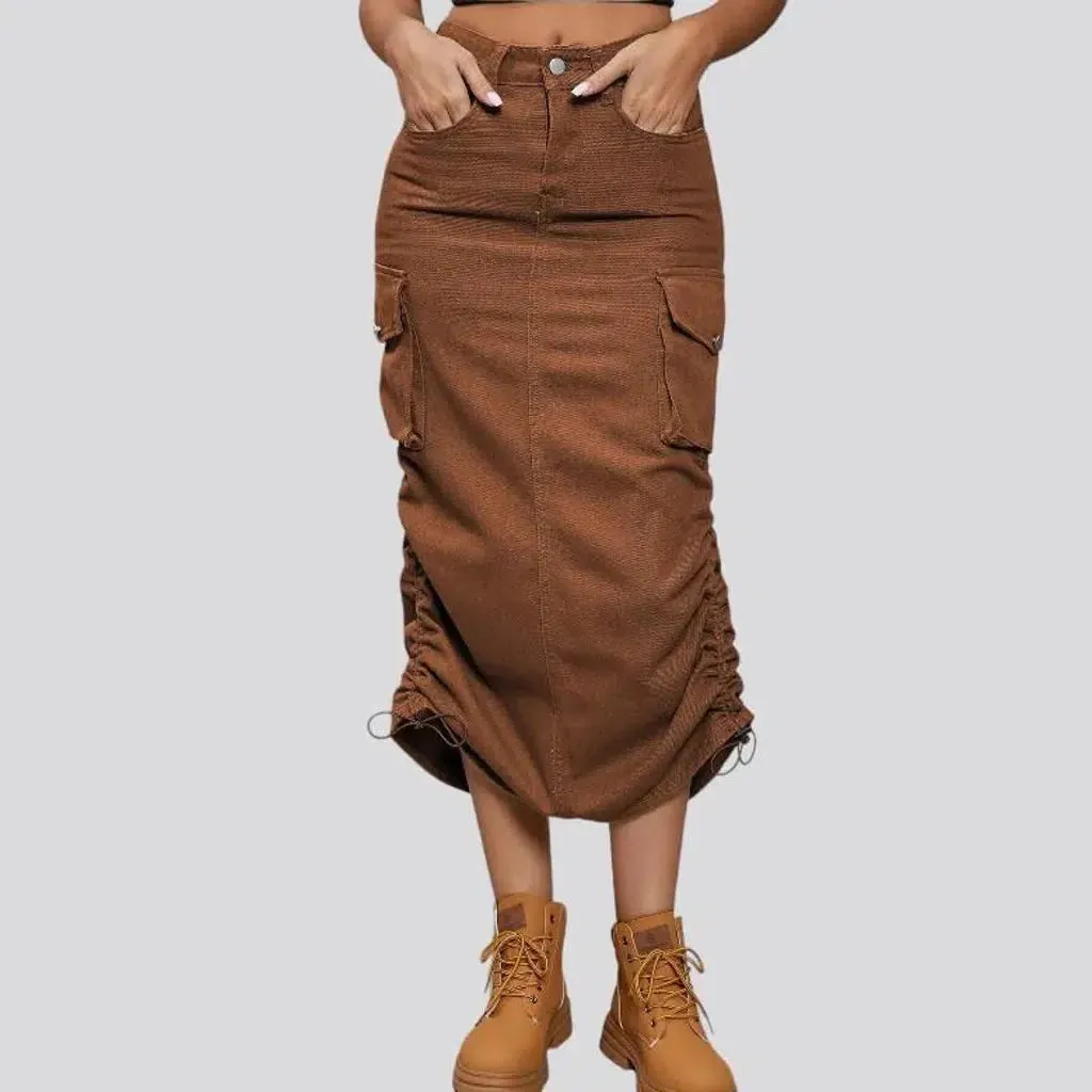 Zipper-button women's denim skirt